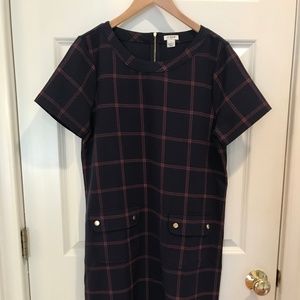 J. Crew Size 8 Navy and Pink Wide Plaid Dress